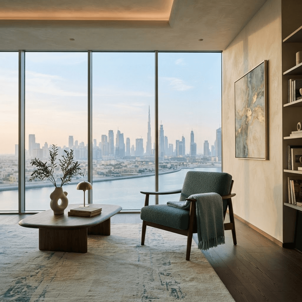 Calm Dubai workspace representing the EstDub.ai advisor